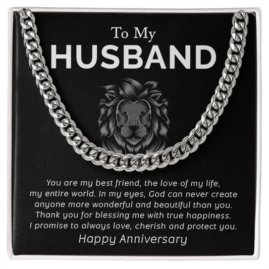 To My Husband | Happy Anniversary | Cuban Link Chain