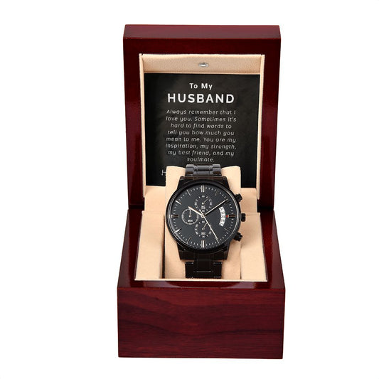 To My Husband | Happy Anniversary | Black Chronograph Watch